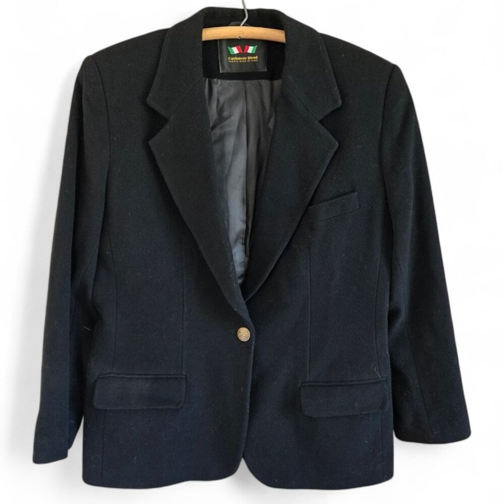Italian Fabric Wool Cashmere Blazer | European Made | Late 90s | Size 12 - Picture 4 of 16
